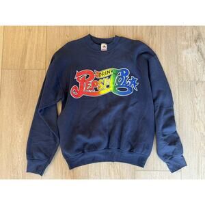 Vintage PEPSI COLA Rainbow Logo Sweatshirt Blue Large Crew Neck Pullover Size